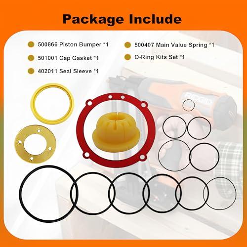500866 402011 501001 500407 O-Ring Rebuild Kit for F250S F325C F350S Overhaul Kit Piston Bumper Gasket Seal Sleeve Spring Compatible with Framing Nailer Replacement Repair Part