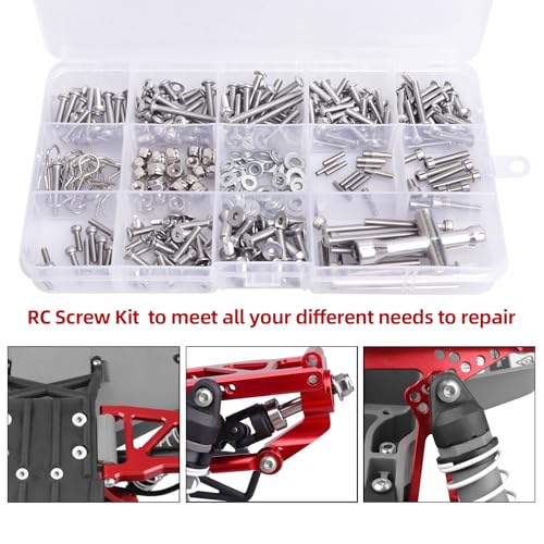 286pcs RC Screw Kit M2.5 M3 M4 Hex Screws Washers Lock Nuts Body Clips Wheel Pins Cross Wrench Hardware Fastener for 1/10 Traxxas Slash 4x4 2WD
