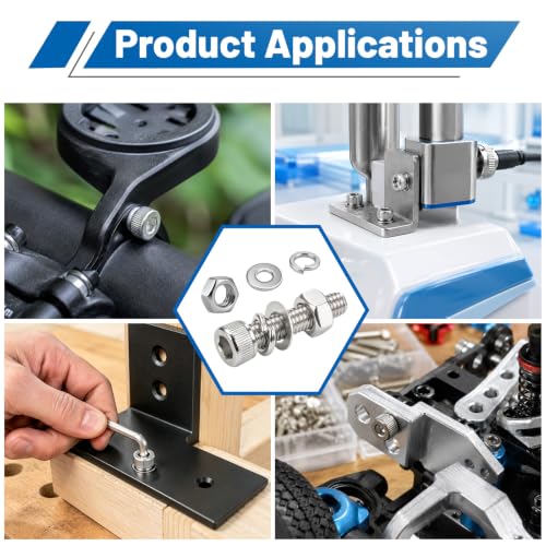706PCS M4 Hex Socket Head Cap Screw Assortment Kit 304 Stainless Steel | Metric Machine Bolts and Nuts, Flat & Spring Washers, M4x6/8/10/12/16/20/25/30 mm for 3D Printer, RC Car, Drones, DIY Repair - size: SS M4 706PCS