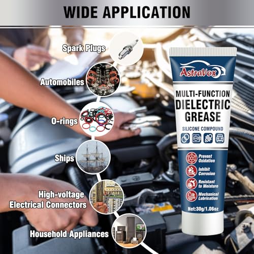 AstraVox Silicone Dielectric Grease for Electrical Connectors Automotive | Dialectric Grease with a Brush, Spark Plug, O Rings, Marine Waterproof & Heat-resistant & Insulating 1oz (1pcs)