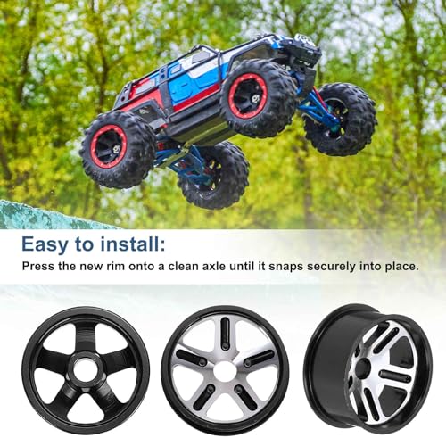 MECCANIXITY 4Pcs RC Car Wheel Rims, 20.5mm Dia 5-Spoke Black Aluminum Alloy Wheel Rims Hex Hub for HSP RC Drift Racing Touring Car - color: Black, size: 20.5mm Dia