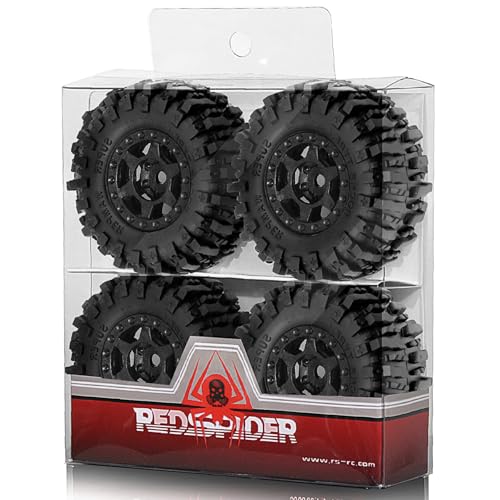 1.0 Beadlock Wheels and Tires（4pcs） 1.0 Crawler Tires OD 55 * 23mm Plastics 1.0 Wheel 1/18 1/24 RC Crawler Tires for SCX24 TRX4M FMS FCX24 FCX18 AX24 (at)