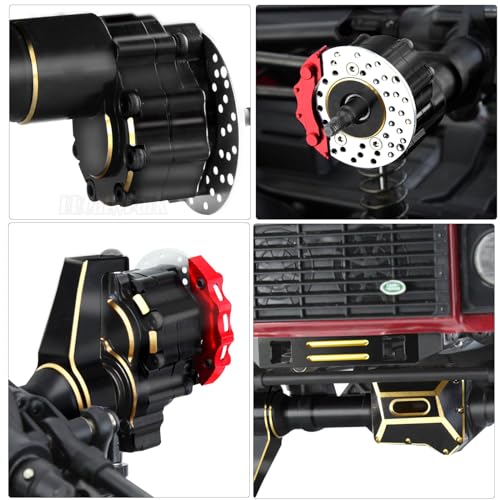 RC Upgrades Part for 1/10 TRX4,ARRCat Brass Front & Rear Portal Axles,Diff Covers,Axle Mount,Caster Blocks C Hub Carrier,Inner & Outer Portal Cover Housing,Hex Hub w/Red Diff Covers,Black - color: Black (1 Set)