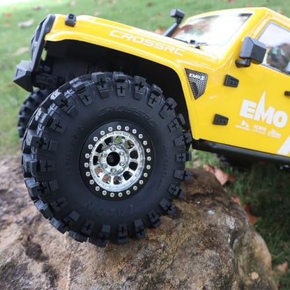 RC 2.2 Aluminum Alloy Beadlock Wheels and Tires Upgrades Accessories Rims for 1/10 SCX10 TRX4RC4WD and D90 RC Crawler Axial Remote Control Car (4pc) (Black Silver) - color: Black Silver