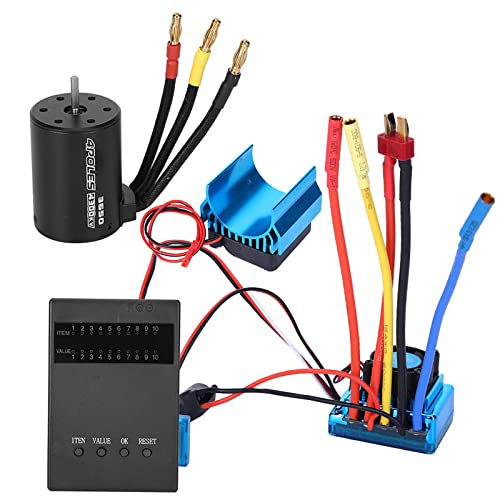 3650 4300KV Brushless Motor & 120A ESC Combo with Heat Sink and Programming Card for /10 RC Car High Speed Upgrades - size: 120A