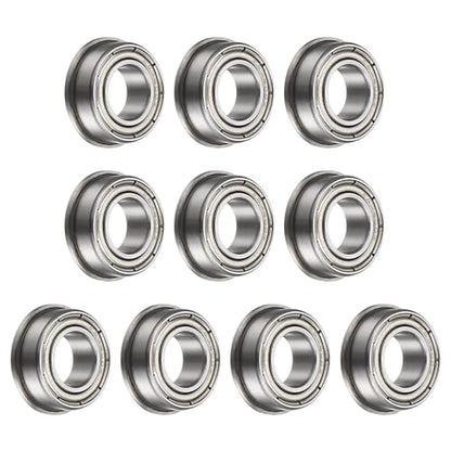 uxcell F63800ZZ Flanged Ball Bearing, 10pcs 10x19x7mm Chrome Steel Double Shielded ABEC1 Flange Bearings - size: 10x19x7mm
