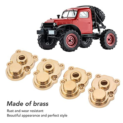 Alomejor 4Pcs RC Brass Steering Knuckle Cover Portal Cover RC Axle Gear Cover for FMS 124 FCX24 RC Crawler (Gold)