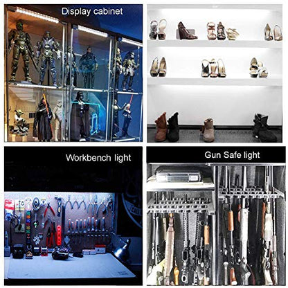 Cefrank Led Light Strips Kit, (6) 12’’ Linkable Light Bars + Rocker Switch + UL Power Adapter, Under Cabinet Lighting for Locker Closet Shelf, Showcase Lighting, 6000K Cool White - color: White