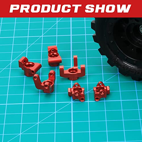 RCAWD Front Spindle Steering Hub Carrier& Caster Block, Front Camber Block C Hub& Rear Hub Carrier for 1/18 Losi Mini-T 2.0,1/16 Losi Mini-B Upgrades Parts #LOS214006, #LOS311005, #LOS214005 Red