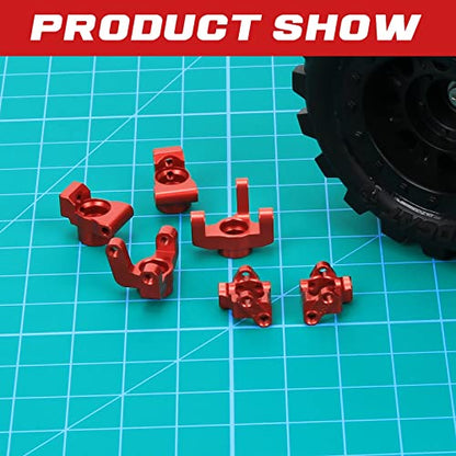 RCAWD Front Spindle Steering Hub Carrier& Caster Block, Front Camber Block C Hub& Rear Hub Carrier for 1/18 Losi Mini-T 2.0,1/16 Losi Mini-B Upgrades Parts #LOS214006, #LOS311005, #LOS214005 Red