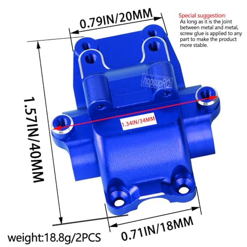Alloy Gearbox Transmission Case Front&Rear Differential Housing for 1/18 LaTrax Teton Desert Prerunner Rally,Wave Box Gearbox Hops Up,SST-Replaces Part 7530(Navy Blue) - color: Navy Blue(2pcs)
