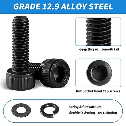 Besitu 1760pcs M2 M3 M4 M5 Metric Screw Assortment, Grade 12.9 Alloy Steel Hex Socket Head Cap Bolts and Nuts Kit, Black Zinc Plated and Anti Rust Screw Set with 4 pcs Hex Wrenches - color: Black-Hex Socket Head Cap