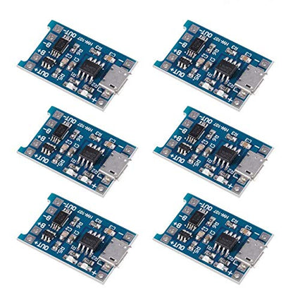 6PCS TP4056 Micro USB Charging Module 5V 1A 18650 Lithium Battery Charging Board Power Charger Board Module with Protection Charger Module (Micro USB)… - color: Micro USB