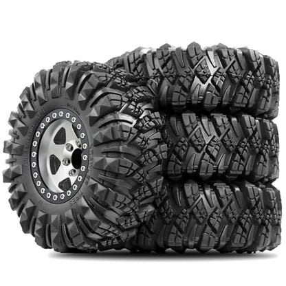 STMU Negative Offset 10.4mm 1.9 Beadlock Wheel Rims Aluminum and 1.9 RC Crawler Tires 4.33 Inch OD Foam Inserts for Traxxas TRX4 Axial SCX10 SCX10 II III RBX10 Redcat Gen 8 (Silvery) - color: Silvery
