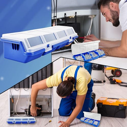 8 Pcs Screw Organizer Box Screw Parts Box with 4 Compartments Translucent Lid Tool Bins Plastic Parts Organizer for Hardware Garage Workbench Craft Organizing Storage