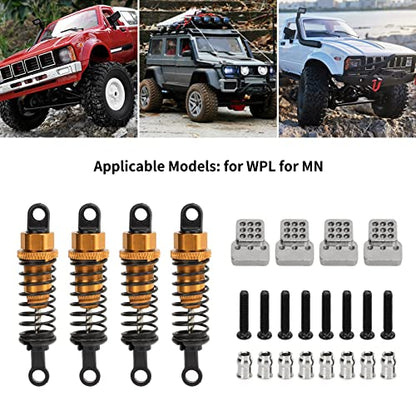 4Pcs Front Rear RC Shock Absorber 64mm Damper Assembled Set | Aluminum Alloy Shock Adjustable Remote Control Gold - size: Gold