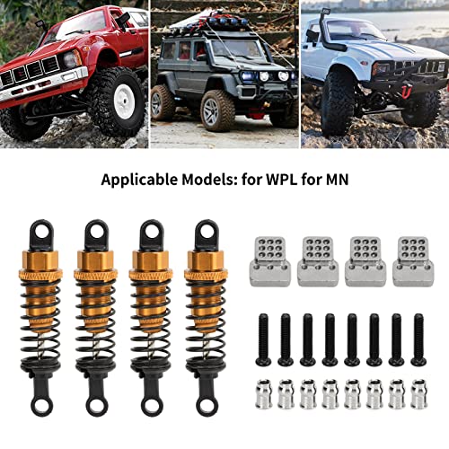 4Pcs Front Rear RC Shock Absorber 64mm Damper Assembled Set | Aluminum Alloy Shock Adjustable Remote Control Gold - size: Gold