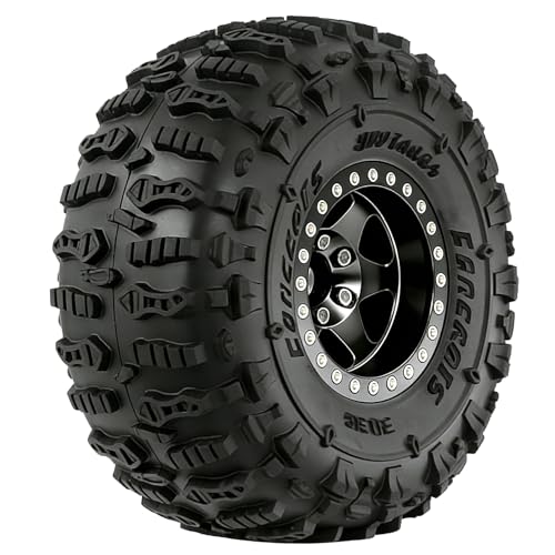 STMU 1.9 S5 Mud Tires Set Offset -10mm Beadlock Wheel Rim for 1/10 RC Crawler Car Axial SCX10 SCX10 II SCX10 III 90046 UTB18 TRX4 SCX10 Pro AXI03007 TRX6 Gen7/8 D90 VS4-10 MST CFX RC (Black)