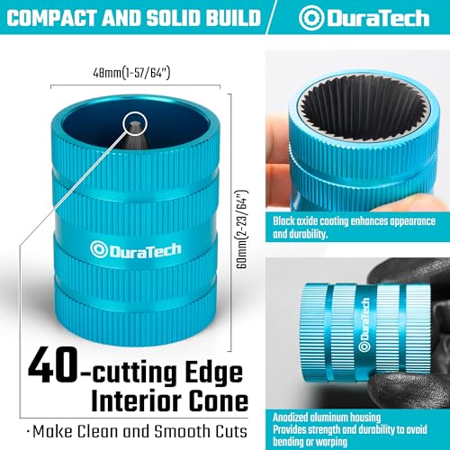 DURATECH Inner & Outer Tubing and Pipe Reamer, Pipe Deburring Tool | Pipe Blevering Tool, Ideal for Copper, Stainless Steel, PVC, Brass, Aluminum, Soft Metal Pipes from 1/4" to 1-1/4" O.D. - size: Small