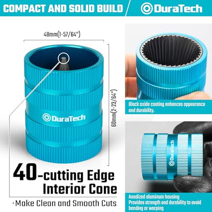 DURATECH Inner & Outer Tubing and Pipe Reamer, Pipe Deburring Tool | Pipe Blevering Tool, Ideal for Copper, Stainless Steel, PVC, Brass, Aluminum, Soft Metal Pipes from 1/4" to 1-1/4" O.D. - size: Small