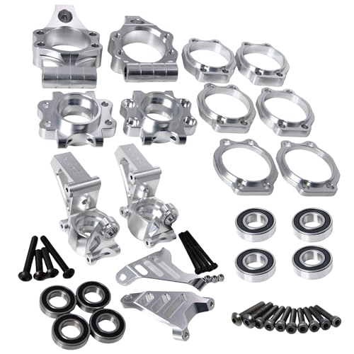 GTBRacing CNC Aluminum Front Rear Wheel Hub Carrier C-Hub Mount Sets for 1:5 RC Car HPI KM Rovan Baja 5B 5T 5SC Buggy Truck Part (Silver) | Aluminum HPI Baja Hub - color: Silver