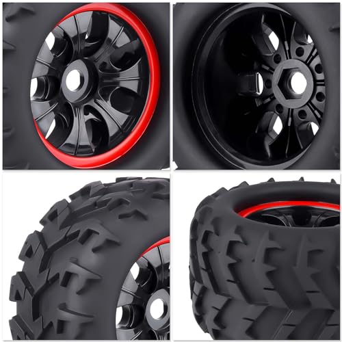 HobbyPark 3.2 PreGlued 17mm Hex RC Truck Wheels and Tires Set for 1/8 Scale Arrma Kraton 6s Notorious Traxxas Maxx Tmaxx E-Revo 2.0 3.3 HPI Savage Redcat Kaiju