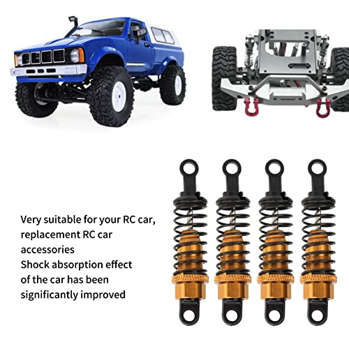 4Pcs Front Rear RC Shock Absorber 64mm Damper Assembled Set | Aluminum Alloy Shock Adjustable Remote Control Gold - size: Gold