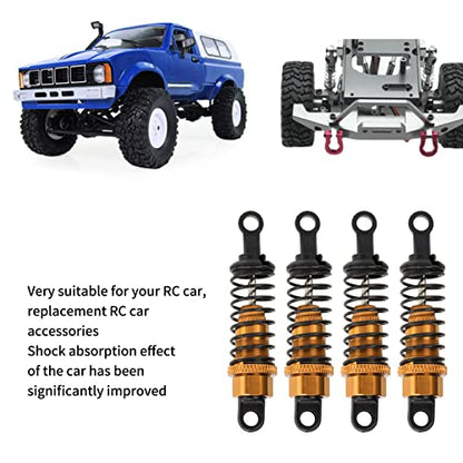 4Pcs Front Rear RC Shock Absorber 64mm Damper Assembled Set | Aluminum Alloy Shock Adjustable Remote Control Gold - size: Gold