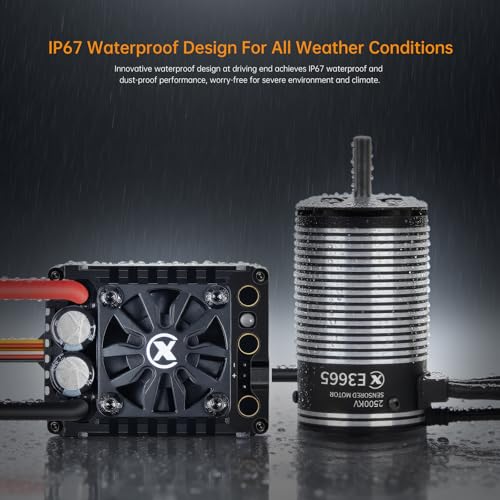 XC E3665 & E10 Sensored Brushless Motor and ESC Combo for RC Car,2-4S Lipo,IP67 Water Proof,Applicable to: 1/10 Short Course,Trucks,Monster (2500KV+E10 XT60) - size: 2500KV+E10 XT60