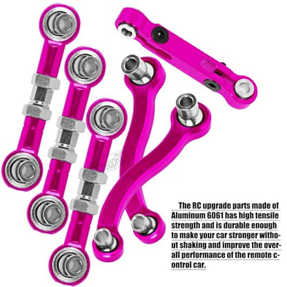 RC Aluminum Metal Turnbuckle Camber Links Toe Links with Rod Ends Steering Linkage Set Upgrade Parts for 1/18 LaTrax Teton,Desert Prerunner.Pink(Replace 7636) - color: Pink(7pcs)