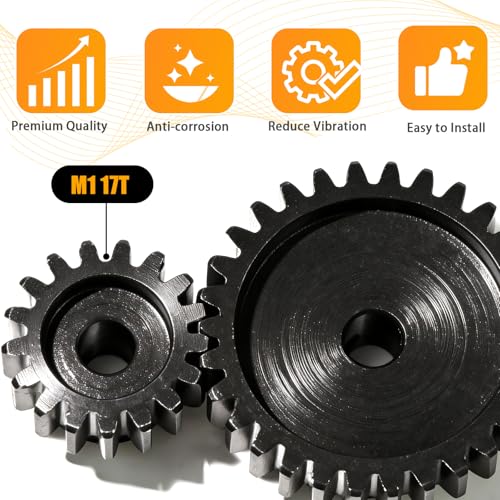 M1 Gear 17T 5mm Bore 3-Pack – High-Precision Hardened Steel Motor Pinion Gear for 1/8 1/10 RC Crawler, Monster Truck, Short Course Truck & Boat (Compatible with Traxxas Axial, FMS, HSP Redcat Losi) - style: M1 3Pcs 17T