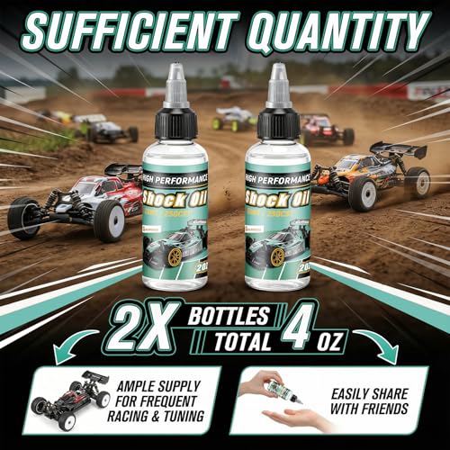 2 Bottles Racing Silicone Shock Oil 25WT 250CST | RC Car Shock Oil for Lubricating R/C Radio Controlled Cars and All Types of Vehicles, RC Shock Oil, Does Not Evaporate - style: 25wt 250cst