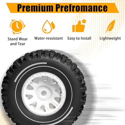 Pre-glued 64mm Wheels &Tires with 12mm Hex for 1/14 Truck, White | Rubber Tire and Nylon Rim for ARRMA Mojave GROM, HPI, Traxxas Slash, Tamiya, Toyota, WLtoy 1/14 1/16 1/18 RC On/Off-Road Car - color: White
