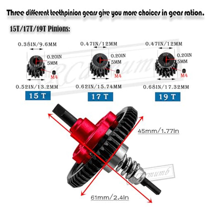 54T Spur Gear Upgrades Part for Slash Stampede Rustler 4X4（VXL）, Hardened Steel Slipper Clutch Eliminator 54T Spur Gear with Pinions Gears Set(15T 17T 19T) RC Upgrades,#6878,Red - color: Red(54T)