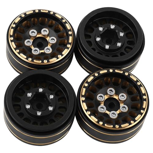 1.0 Brass Beadlock Wheel Rims 4PCS Wheels for All 1/24 Scale FCX24 Axial SCX24 Deadbolt C10 Gladiator 1/18 TRX4M RC Crawler Car Upgrades Parts (Pattern J)