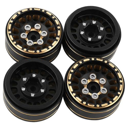 1.0 Brass Beadlock Wheel Rims 4PCS Wheels for All 1/24 Scale FCX24 Axial SCX24 Deadbolt C10 Gladiator 1/18 TRX4M RC Crawler Car Upgrades Parts (Pattern J)
