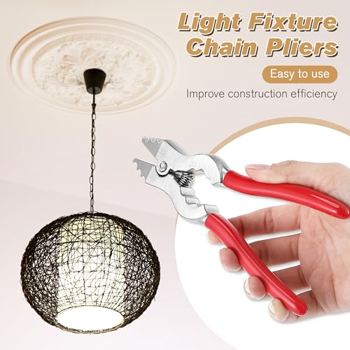 1 Pcs Chain Pliers, 7 Inch Fixture Link Pliers, Malleable Iron Chain Pincers, Opener Closer Remover Pincers, Light Link Tool with Rubber Grip for Chandelier Shackle Light Fixture Accessories, Red