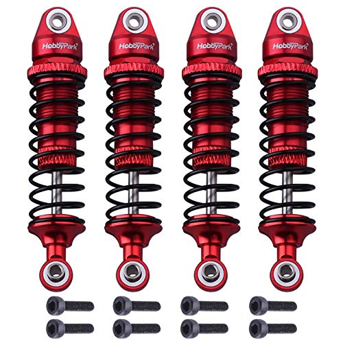 HobbyPark Aluminum Shocks Absorber Assembled (Front & Rear) Full Metal Dampers for Traxxas 1/18 LaTrax Teton Desert Prerunner, Replace Parts 7660 7665(4-Pack) (Red) - color: Red