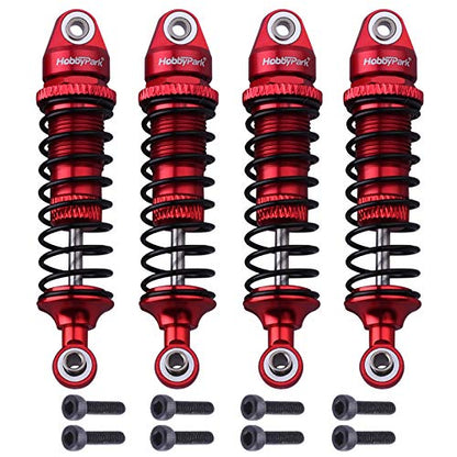 HobbyPark Aluminum Shocks Absorber Assembled (Front & Rear) Full Metal Dampers for Traxxas 1/18 LaTrax Teton Desert Prerunner, Replace Parts 7660 7665(4-Pack) (Red) - color: Red
