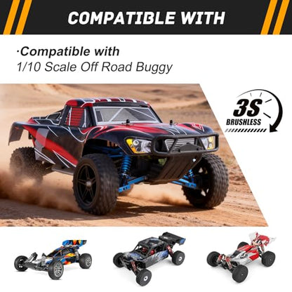 RC Buggy Wheels and Tires 12mm Hex for 1/10 Traxxas Bandit Losi Tenacity DB Pro Kyosho Yokomo 2S 3S Brushless Lipo Power RC Off Road Car(Non-Glued)