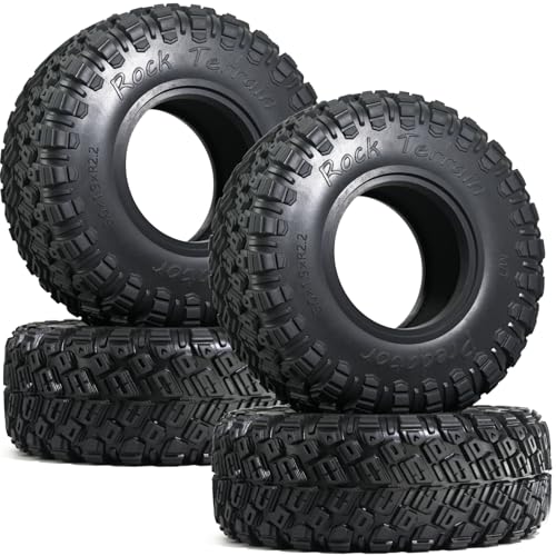 2.2 RC Crawler Tires 4pcs All Terrain Super Grip Soft Rubber, 125mm Height, Fit for TRX4 Sport, Redcat Everest 10, Axial SCX10 Capra 4WS RBX10 Ryft, RC Off-road Tires w/Foam Inserts - size: LH Tire-2.2