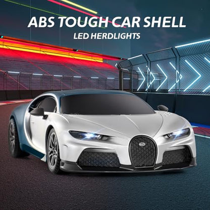 MIEBELY 1/24 Licensed Bugatti Chiron RC Car Rechargeable Toy for Kids 6-12 | Officially licensed;2.4GHz control;LED;rechargeable 3.7V battery;sturdy ABS;indoor/outdoor play;gift for boys & collectors - style: Bugatti Chrion