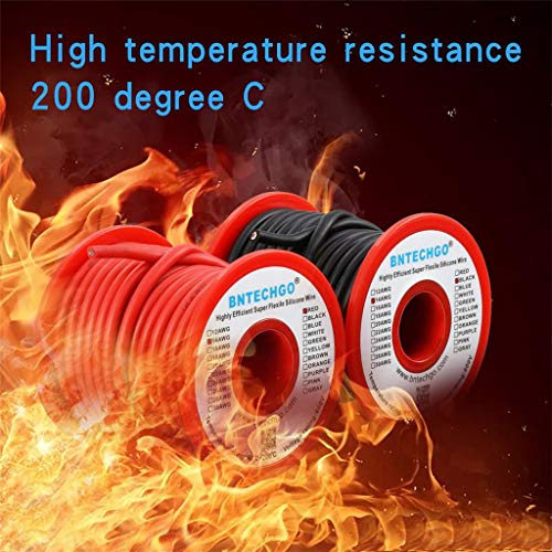 BNTECHGO 14 AWG Silicone Wire Red Black 40ft Stranded Tinned Copper Wire | Flexible 14 Gauge Stranded Wire Silicone Rubber Insulation For RC Models, Drone, Robot, Battery, EV Charger, 3D Printer, DIY - color: Red and Black, size: silicone wire red 40ft an
