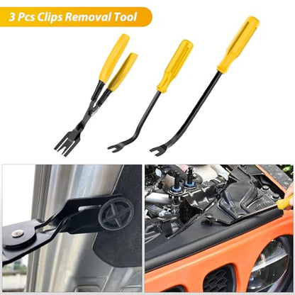 GOOACC 102Pcs Trim Removal Tool, Auto Push Pin Nylon Bumper Retainer Clip Set Fastener Terminal Remover Tool Round Handle Crowbar Kit Car/Radio Panel, Yellow - color: 102Pcs Clips+ Remover Yellow, size: Clips+Remover