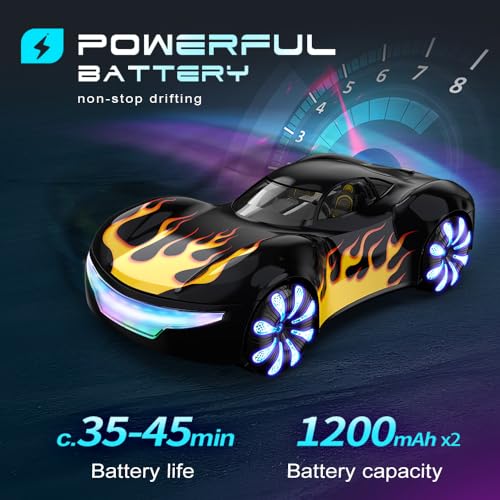 2.4GHz Remote Control Car, 360° Spins, Side-to-Side Movement, Dual Spray, LEDs, Auto Demo, RC Vehicle Outdoor Toys RC Cars Toys for Ages 8-13 Boys Girls Kids Birthday - color: Black