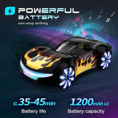 2.4GHz Remote Control Car, 360° Spins, Side-to-Side Movement, Dual Spray, LEDs, Auto Demo, RC Vehicle Outdoor Toys RC Cars Toys for Ages 8-13 Boys Girls Kids Birthday - color: Black