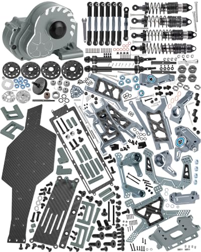 Upgrades Parts for 1/10 Slash 2WD LCG,Carbon Skid Plate&Aluminum RC Shocks&Drive Shaft CVD&A Arms&Steering Block&272R Gearbox&Adjustable Links&Shock Tower&Front Bulkhead,Titanium - color: Titanium(hops Up)