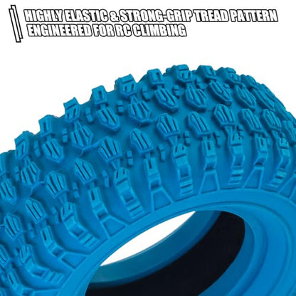 GOUPRC 1.3" Wheel Tires Set, Aluminum Beadlock Rim Swamp Claw Mud Terrain Rock Tread Pattern Tires for SCX24 TRX4M 1/18 1/24 Upgrade RC Crawler Truck Car - style: Rock Pattern Titanium Black