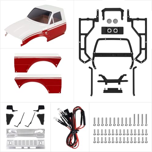 INJORA IR60 Pickup Hard Body Shell for TRX4M Defender Bronco (Red White) - color: Red White