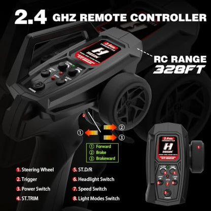 Hosim 1/18 All Terrain Remote Control Car, 38KPH 4WD RC Car Monster Truck | High Speed 4WD Remote Control Monster Truck, RC Truck with 2 Rechargeable Batteries, Waterproof Remote Control Truck Toy Gift - color: Orange